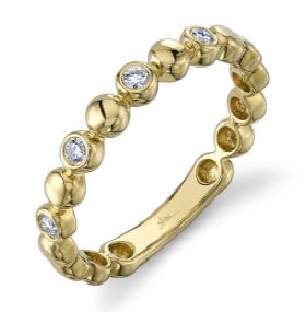 Alternating Bezel Cut Diamonds and Polished Beaded Band RINGS Bailey's Fine Jewelry