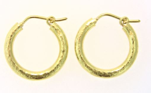 Elizabeth Locke Small Hammered Hoop Earrings in 19kt Yellow Gold