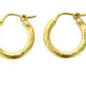 Elizabeth Locke Hammered Big Baby Hoop Earrings in 19kt Yellow Gold EARRING Bailey's Fine Jewelry