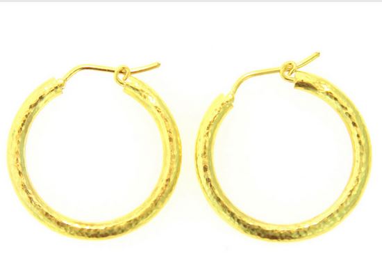 Elizabeth Locke 19kt Yellow Gold Giant Hammered Hoop Earrings