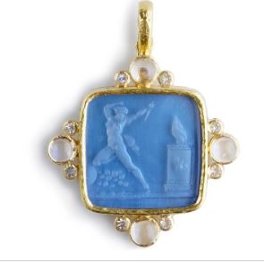 Elizabeth Locke Cerulean “Goddess at Alter” Pendant with Moonstone ENHANCER Bailey's Fine Jewelry