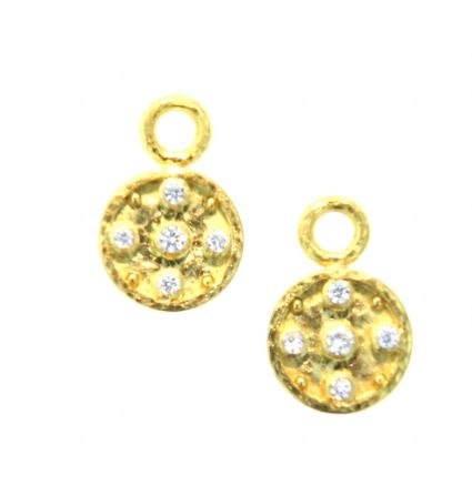 Elizabeth Locke Diamond Disc Earring Pendants in 19kt Yellow Gold