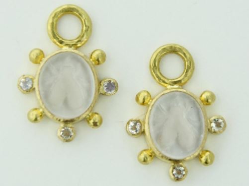 Elizabeth Locke Venetian Glass Intaglio "Mosca" Earring Charms