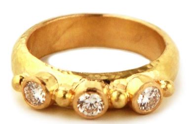 Elizabeth Locke 19kt Yellow Gold Diamond Stack Ring, Size 6.5