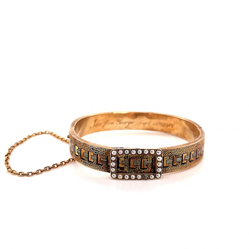 Bailey's Estate Victorian Bangle with Buckle and Pearl Accents