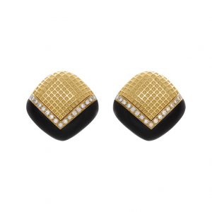 Bailey’s Estate Vintage ‘Diana Vincent’ Onyx and Diamond Stud Earrings EARRING Bailey's Fine Jewelry