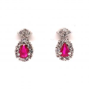 Bailey’s Estate Modern Vintage Pear Shaped Ruby and Diamond Earrings EARRING Bailey's Fine Jewelry