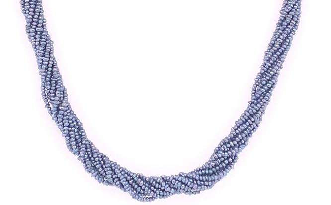 Bailey's Estate Mid Century Dyed Blue Multi-Strand Seed Pearl Necklace