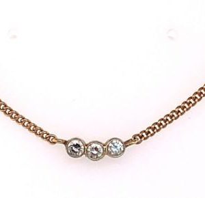 Bailey’s Estate Retro Trinity Diamond Motif Bezel Curb Chain Necklace NECKLACE Bailey's Fine Jewelry