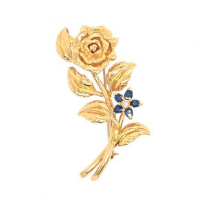 Bailey’s Estate Mid Century Sapphire and Diamond Flower Pin FASHION ACCESSORIES Bailey's Fine Jewelry
