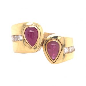 Bailey’s Estate Vintage ‘Linda Joslin’ Bypass Ring with Pear Shaped Rubies and Diamonds RINGS Bailey's Fine Jewelry