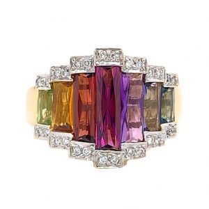 Bailey’s Estate Modern ‘Bellair’ Multicolor Gemstone and Diamond Ring RINGS Bailey's Fine Jewelry