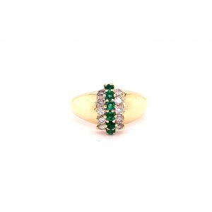 Bailey’s Estate Vintage Emerald and Diamond Vertical Cluster Ring RINGS Bailey's Fine Jewelry