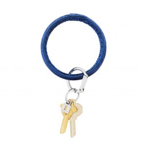 Leather Big O Key Ring in Sapphire Croc GIFTWARE Bailey's Fine Jewelry