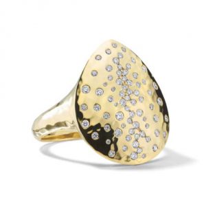 Ippolita Crinkle Teardrop Ring in 18k Gold with Diamonds RINGS Bailey's Fine Jewelry