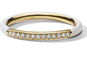 Ippolita White Ceramic Ring in 18k Gold with Diamonds RINGS Bailey's Fine Jewelry