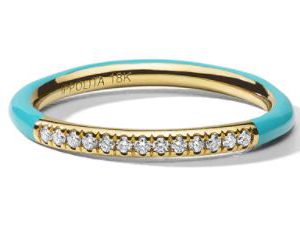 Ippolita Turquoise Ceramic Ring in 18k Gold with Diamonds RINGS Bailey's Fine Jewelry