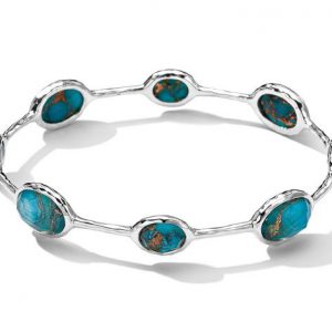 Ippolita Sterling Sliver 8 Stone Bangle Bracelet in Bronzed Turquoise BRACELET Bailey's Fine Jewelry