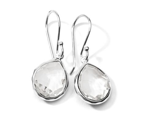 Ippolita Rock Candy Sterling Silver Mini Teardrop Earrings in Clear Quartz