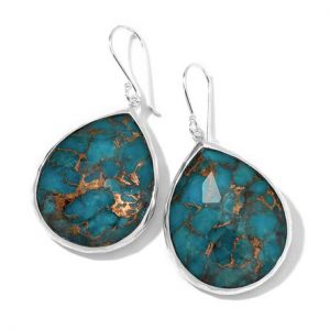 Ippolita Wonderland Sterling Silver Large Teardrop Earrings in Bronze Turquoise EARRING Bailey's Fine Jewelry