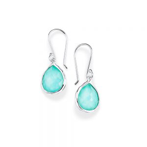 Ippolita Rock Candy Clear Quartz & Turquoise Teeny Teardrop Earrings in Sterling Silver EARRING Bailey's Fine Jewelry