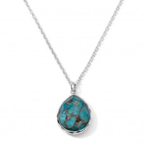 Ippolita Rock Candy Sterlign Silver Teardrop Pendant Necklace in Bronze Turquoise Doublet NECKLACE Bailey's Fine Jewelry