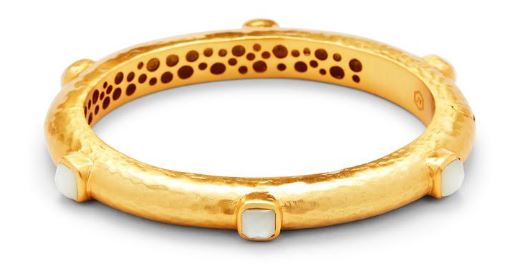 Julie Vos 24kt Yellow Gold Plate Catalina Hinge Bangle Bracelet In Mother Of Pearl