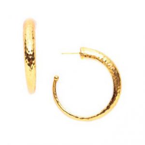 Julie Vos 24kt Gold Plate Medium Hammered Hoop Earrings EARRING Bailey's Fine Jewelry