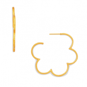 Julie Vos 24kt Yellow Gold Plate Gardenia Textured Hoop Earrings EARRING Bailey's Fine Jewelry