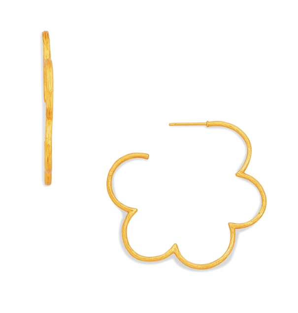Julie Vos 24kt Yellow Gold Plate Gardenia Textured Hoop Earrings
