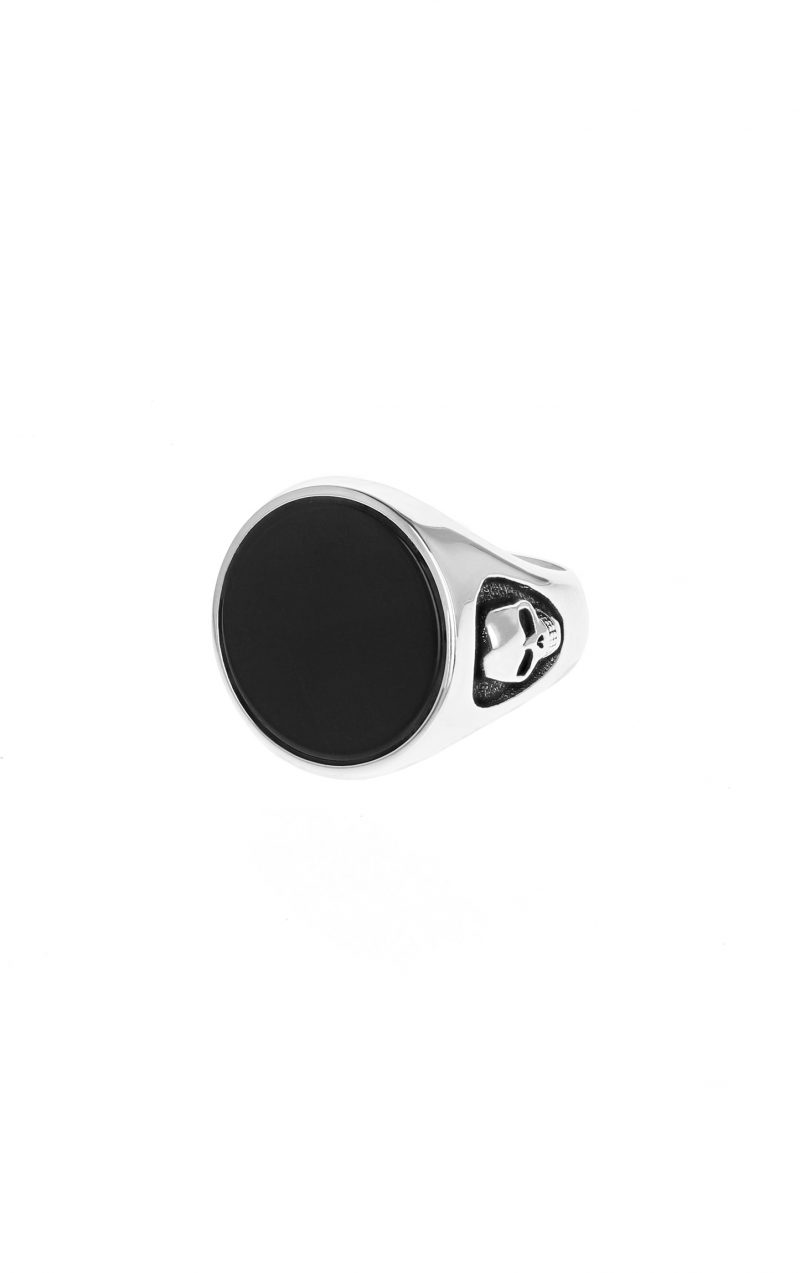 King Baby Onyx Signet Ring with Skull Detail