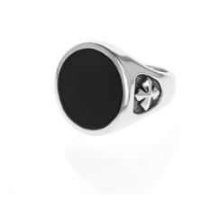 King Baby Onyx Signet Ring with MB Cross Detail RINGS Bailey's Fine Jewelry