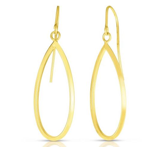 Teardrop Drop Earrings in 14k Yellow Gold