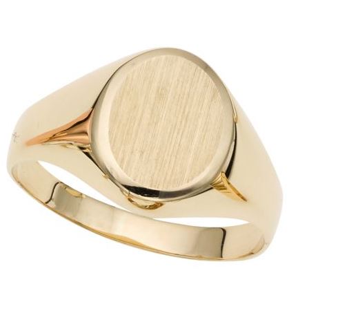 Matte Oval Signet Ring in 14k Yellow Gold