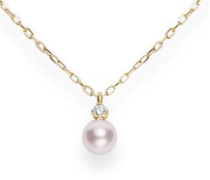 Mikimoto 5.25mm Akoya Pearl with Diamond Necklace NECKLACE Bailey's Fine Jewelry