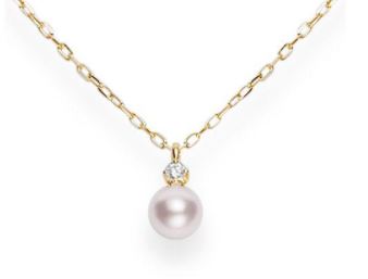 Mikimoto 5.25mm Akoya Pearl with Diamond Necklace
