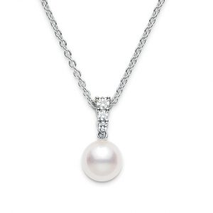 Mikimoto Morning Dew Akoya Cultured Pearl Pendant in 18K White Gold NECKLACE Bailey's Fine Jewelry