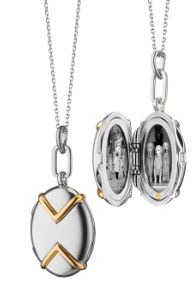 Monica Rich Kosann Oval Two-Tone Locket With Chevron Detail NECKLACE Bailey's Fine Jewelry