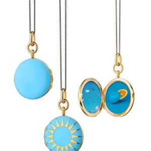 Monica Rich Kosann Turquoise Enamel Round Locket NECKLACE Bailey's Fine Jewelry