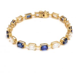 Diamond and Sapphire Emerald Cut Bracelet BRACELET Bailey's Fine Jewelry