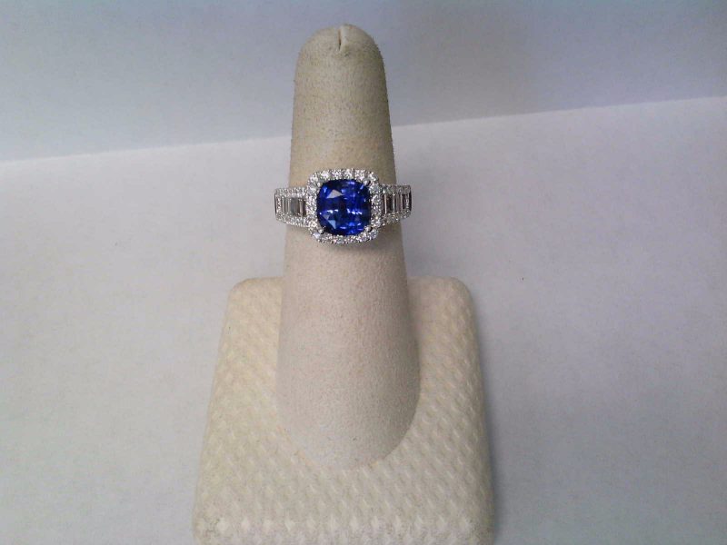 Cushion Sapphire and Diamond Ring