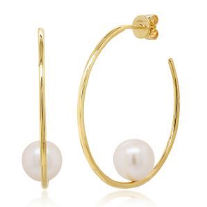 Pearl Hoop Earrings in 14kt Yellow Gold EARRING Bailey's Fine Jewelry