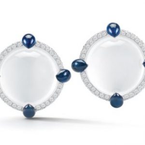 Seaman Schepps White Quartz Earrings with Sapphire and Diamond Accents in 18k White Gold EARRING Bailey's Fine Jewelry