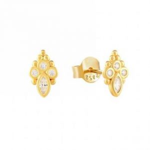 Two Tone CZ Marquise and Round Cluster Earring EARRING Bailey's Fine Jewelry