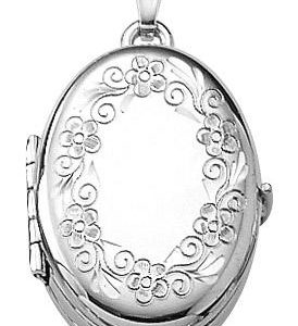 Sterling Silver Engravable Oval Four Picture Locket Necklace NECKLACE Bailey's Fine Jewelry