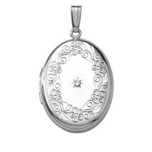 Sterling Silver Locket Pendant With Diamond NECKLACE Bailey's Fine Jewelry