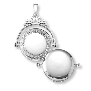 Sterling Silver Embossed Spin Locket Pendant NECKLACE Bailey's Fine Jewelry