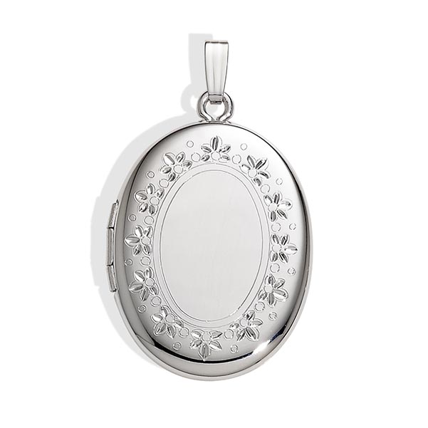 Sterling SIlver Engravable Oval Locket Necklace
