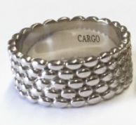 Silver Five Row Rice Bead Ring