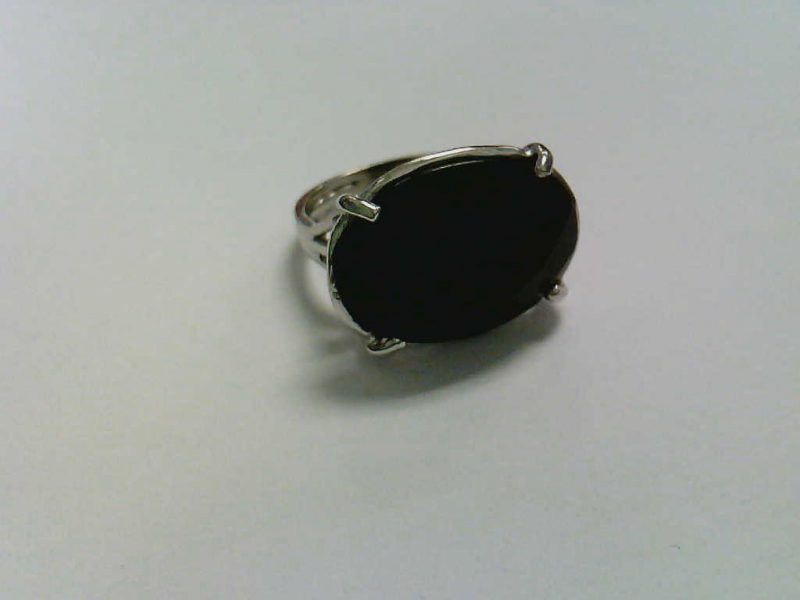 Silver Black Onyx Oval Twist Ring